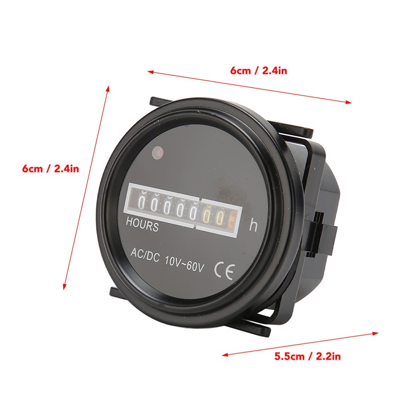 Boat Hour Meter 2.4in Diameter Maximum 99999.99H High Accuracy Mechanical
