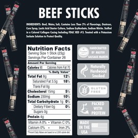 Jerky.com 100% Beef Stick - 26 Pack | All Natural Beef Meat Sticks | High Protein, Keto-Friendly, No Sugar, No MSG, Gluten-Free | Individually Wrapped Jerky Gifts for Men