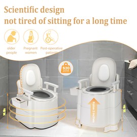 Bedside Commode,Upgraded Safety Commode(520 lbs),Toilet for Elderly and Disabled Bedside Potty Chairs for Adults Silent Close Commode Toilet for Elderly & Adults - Detachable Handles, Anti-Slip Base