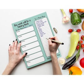 Inkdotpot Weekly Meal Planner Notepad 7"x10”, "This Week Will Be A Yummy Week" Magnetic Meal Planning Pad with Tear Off Grocery Shopping List for Fridge- Kitchen & Home - 54 Sheets