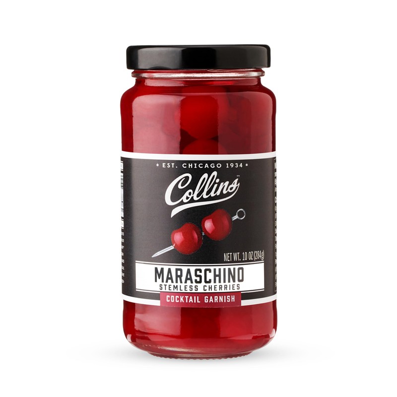 Collins Stemless Maraschino Cherries, Garnish for Cocktails, Desserts, Manhattans, and