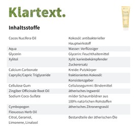 Niyok Niyok® Zahncreme aus Bio Kokosöl "Zitronengras & Ingwer" (75ml) • Natürliche Zahnpasta für weiße Zähne • Intensive Pflege & Frische • Schützt das Zahnfleisch • Ohne Fluorid & Vegan