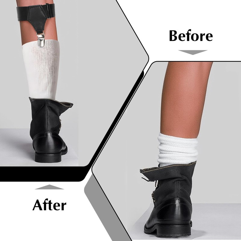 Classicseali Pack of 4 Men's Sock Holders, Adjustable Elastic Garters