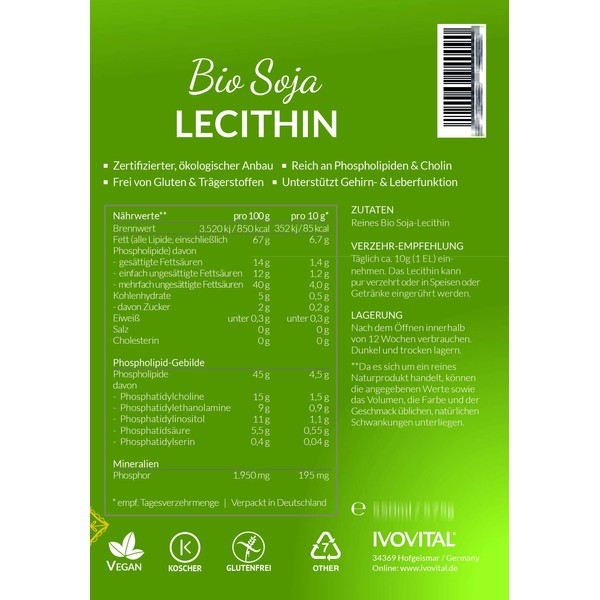 Organic Soy Lecithin Liquid, Ivovital® (ecological pressing) (275 ml)