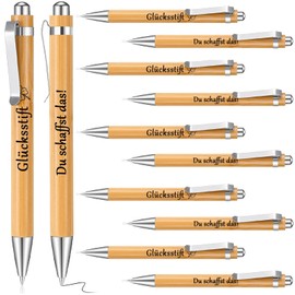 Eyezeeption Pack of 12 Good Luck Exam Bamboo Ballpoint Pen Farewell Gift Student, You Create The Lucky Pen, Inspirational Small Gifts for Leaving Farewell Gift for School Class. (B)