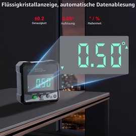 OBEST Digital Inclinometer LCD 4 x 90°, Digital Inclinometer 360°, Magnetic Protractor IP54 Waterproof, High Precision Measuring Tool for Carpentry Construction Decorator