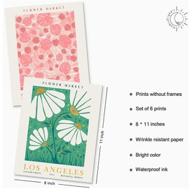 Hyxodjy 9 Piece Flower Market Poster, Stylish Flower Picture Set, Wall Pictures, Vintage Pictures, Wall Decoration, Flowers, Minimalist Wall Decoration for Living Room, Bedroom, Dining Room (20 x 30