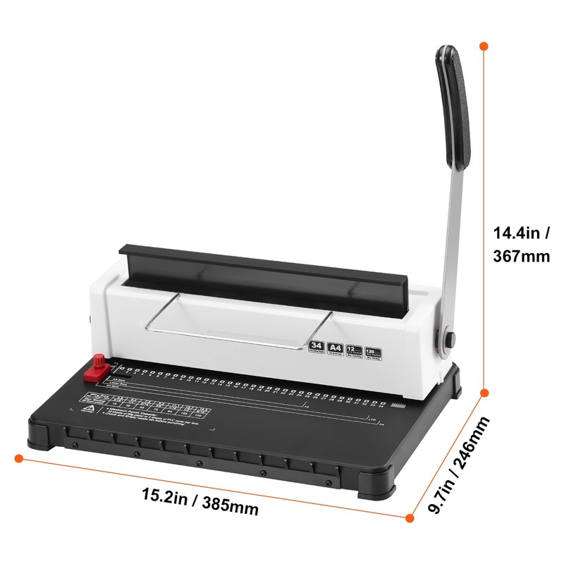 Happybuy Coil Spiral Binding Machine, Manual Book Creator with 34-Holes,