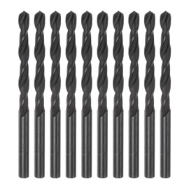 sourcing map 10pcs Jobber Drill Bits 6.5mm (17/64") Nitride Coated High Speed Steel (HSS) 4241 Twist Drill Bits for Stainless Steel Copper Aluminum Alloy Metal Wood Plastic, Black
