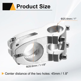 sourcing map 25.4mm Bike Stem 45mm Aluminum Alloy Bicycle Handlebar Stem with Hex Wrench for Mountain Road Bike BMX MTB Cycling, Sand Silver