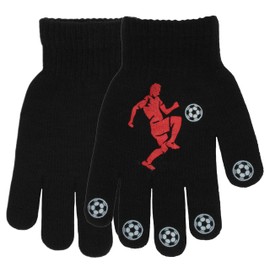 3 Pairs Boys Gripper Magic Gloves Football Designs, 3 Pairs, Black