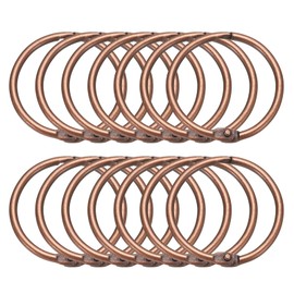 sourcing map 14pcs Shower Curtain Rings, 1.3 Inch ID Metal Round Snap Shower Curtain Hooks Glide Smoothly Shower Hooks for Bathroom Shower Curtain Rods, Vintage Copper