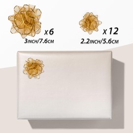 Gift Bow, Gift Wrapping, Decoration, Pack of 18, Gold Butterfly Knot Gift Bow, Gift Bow Bows for Christmas and Birthday, 7.6 cm/5.6 cm