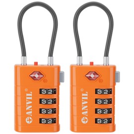 ANVIL 4 Digit Luggage Locks, TSA Locks for Luggage, Advanced TSA008 core, Alert Indicator for Your Travel Lock, Suitcase Lock. (2, Orange)