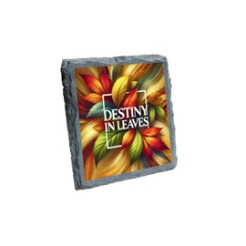 Destiny in Leaves Autumn Colorful Slate Coaster with Vibrant Fall Leaves Design (slco-kf25-6077)