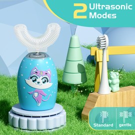 Rumengling Kids Electric Toothbrushes, U Shaped Ultrasonic Toothbrush, Rechargeable Kids Toothbrush