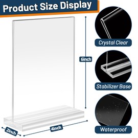 StyEdEk 15 Pack 4x6 Inch Acrylic Sign Holder, T Shape Clear Menu Holder, Double Sided Desktop Paper Holder, TableTop Sign Holder for Reception, Office, Party Decoration, Store, Numbers Picture Frames