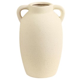 Rustic Ceramic Farmhouse Vase, 9.8 Inch Terra Cotta Vase for Home Decor, Large Pottery Decorative Flower Vase for Living Room, Table Centerpiece, Shelf, Mantel Decoration