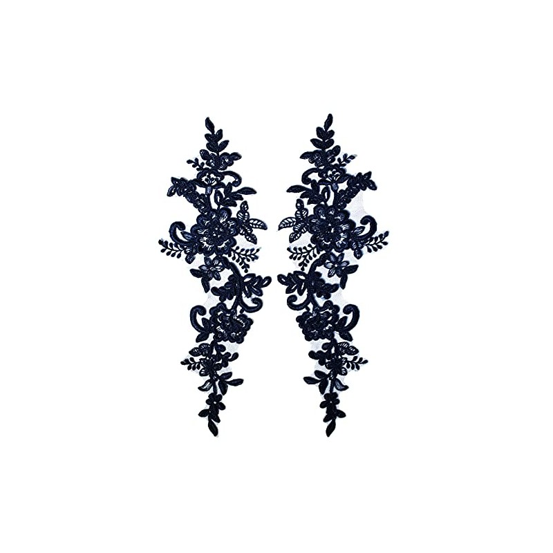 2 Pieces Extra Large Embroidered Bridal Lace Applique Trim Motif