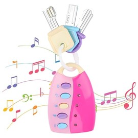 Juguete de Coche Remoto para Bebé, Control Remoto de Coche Musical para Bebé, Llaves de Coche Musicales (10 X 6 Cm) Rosa