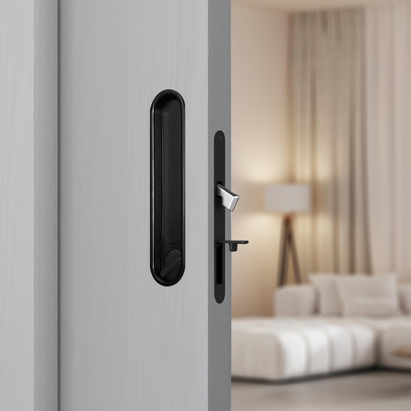 Betensh Pocket Door Lock Hardware with Pull Invisible Sliding Door