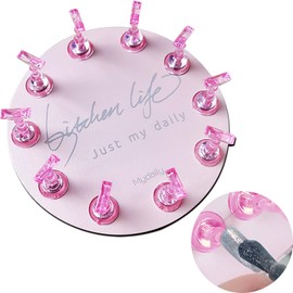 Hamht9 Nail Tip Stand Nail Stand Practice Salon Tool Nail Tool Magnetic Pedestal (Pink,Round)