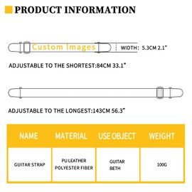 GLENLCWE Hawaiian Palm Plumeria Blue Ocean Beach Print Guitar Strap for Acoustic Guitar Electric Bass Guitars Adjustable