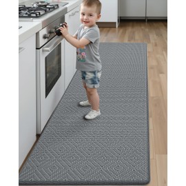 Color&Geometry Kitchen Mats for Floor Cushioned Anti Fatigue, Kitchen Rugs Non Slip Kitchen Floor Mats in Front of Sink, Foam Padded Kitchen Mats for Standing Comfortable, 17"x 79", Grey