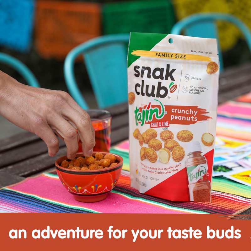 Snak Club Tajin Crunchy Peanuts, Nuts with Chili and Lime