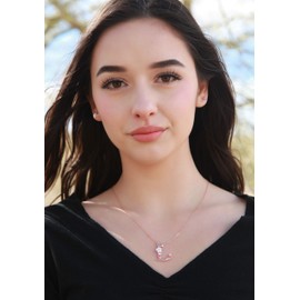 GEMMANCE Flower Initial Necklace for Women 18"+2" made with Austrian Crystals - Rose Gold Plated Pendant for Girls - Anniversary Birthday Gifts for Mother, Daughter, Wife