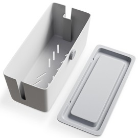 KinderSense® Cable Management Box - Cord Organizer with Child Proof Lock - Cord Hider to Conceal Wires,Power Strips from TV,Computer,Desk and Babies - 12 X 5.25 x 5.25 (Gray)