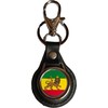 PJ4U Ethiopia Lion Black PU Leather Round Key Fob And