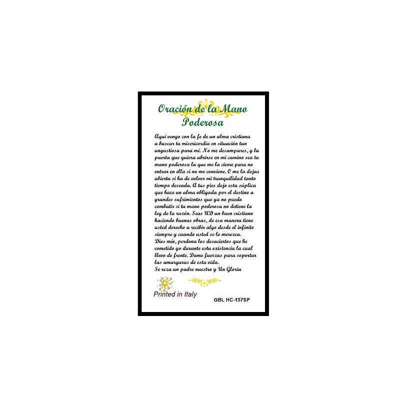 Gifts by Lulee, LLC Oracion a La Mano Poderosa Tarjeta