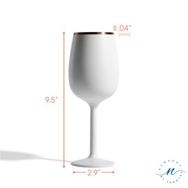 NEWPORT Stemware Collection Premium Vacuum Insulated Stainless Steel Wine Glass, Lightweight Wine Glass, Unbreakable & Drinks Stay Cold, Non-Slip Silicon Base, Cocktail Glasses, 12oz, White