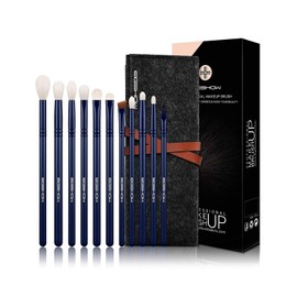 Eye Makeup Brush,EIGSHOW 11pcs Essential Eyeshadow Brush Set Eyeshadow Blending Brush Eyebrow Brush Eyeliner Brush with Curved Tip (Blue)