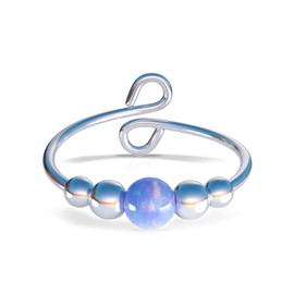 Anxiety Rings For Women - Setrling Silver Fidget Rings For Anxiety Meditation Rings (Blue Opal, sterling-silver)