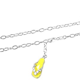 NKlaus 925 Sterling Silver Anklet 25 cm Anchor Wide Bathing Shoe Pendant Yellow 1870, Silver, No gemstone