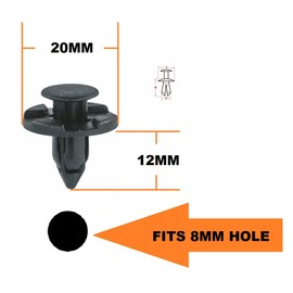 Xtremeauto® Black 8mm Hole Plastic Car Interior Exterior Clips x 10 Includes Sticker Part Number XA07A