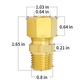 ChillWaves Brass Compression Tube Fitting, 5/8" OD x 1/2" NPT Male Compression Union Connector(5-PACK)