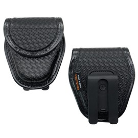 ROCOTACTICAL Hidden Snap Single handcuff case w/360 Degree Rotating Belt Clip, Basketweave Single Cuff Case for Law Enforcement