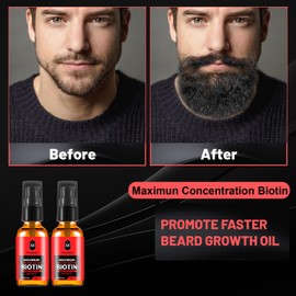 First Melody Beard Oil,Maximun Thickening Biotin, with Castor Oil and Argan & Jojoba Oils, Promotes Beard Growth, Styles, Strengthens & Softens Beards & Mustaches,1 Ounce*2（2 Pack） Unscented