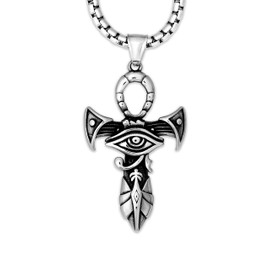 HAQUIL Ankh Cross Eye of Horus Pendant Necklace, Egyptian Symbol Jewelry, Gifts for Women and Men