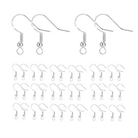 40pcs Sterling Silver Earring Hooks,Hypoallergenic Wire Hooks for Earrings Jewelry,DIY Making (40pcs)