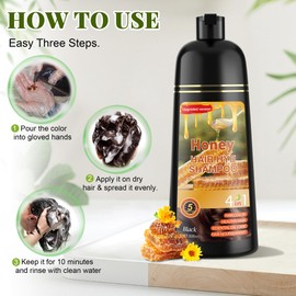 ZENITHGLO Black Hair Dye Shampoo 3 in 1 for Women & Men 100% Gray Hair Coverage - Herbal Ingredients Natural Plant Hair Color - Hair Dye in Minutes 17.6 Fl Oz