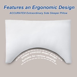 ACCURATEX Side Sleeper Pillow for Side and Back Sleepers-100% Cotton Cover Filled with Down Alternative,Queen Bed Pillows for Shoulder,Neck & Head Support,Adjustable Shredded Memory Foam Pillow