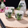 Japanese Ceramic Sake Set of 5,Bamboo Pattern Sake Pot and