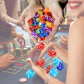 10 Pcs Dice,16mm Dices Set for tabletop games,6 Sided Casino Dice,Transparent Coloured Dice,Acrylic Clear Square-Corner Small Dice for Birthday Party,Bar,Stacking,Board Games