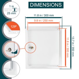 Ecopro Vent 10" x 12" Lockable White Metal Access Door. Service Shaft Wall Panel with Key. Plumbing, Electricity, Heating, Alarm Access Hole Cover