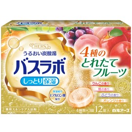 Hakugen Earth HERS Bath Lab, 4 Types of Fresh Fruit, 12 Tablets, Carbonated Bath Additive, Skin Care, Medicated, Individually Packaged, Relieves Fatigue, Relaxation, Promotes Blood Circulation, Made