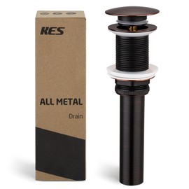 KES Bathroom Sink Drain Without Overflow Vessel Sink Lavatory Vanity Pop Up Drain Stopper Oil Rubbed Bronze, All Metal Rustproof Brass and 304 Stainless Steel, for 1.6"-1.9" Sink Hole, S2008D-ORB